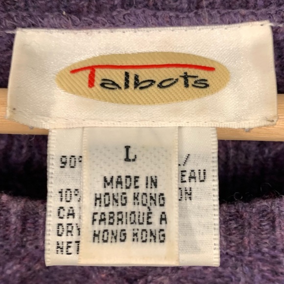 Talbots Lambswool Cable Knit Purple Sweater Women’s Size Large - Picture 4 of 8